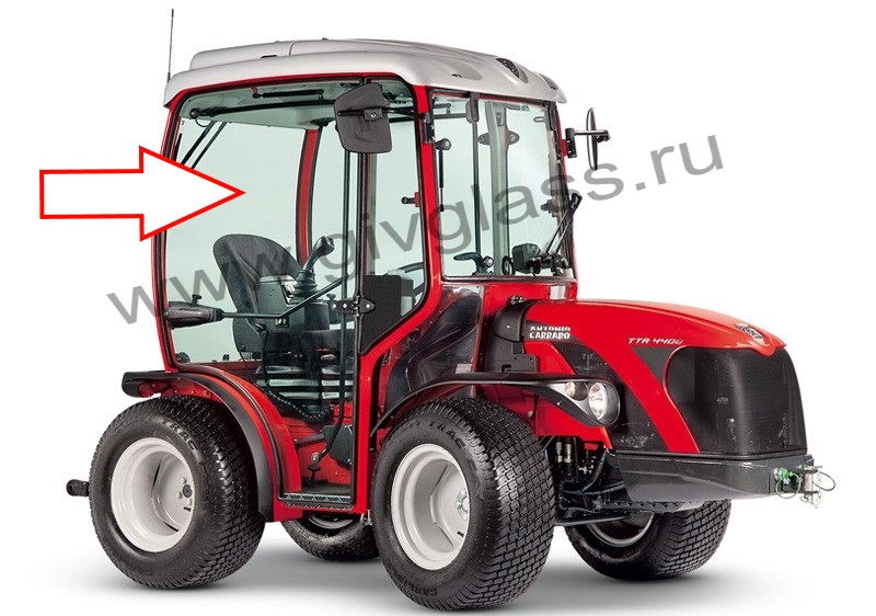 Трактор Antonio Carraro TTR 4400 HST II - Стекло дверное правое, плоское, толщина 6 мм, зеленоватое, 8 отверстий, размер 985 мм * 1535 мм